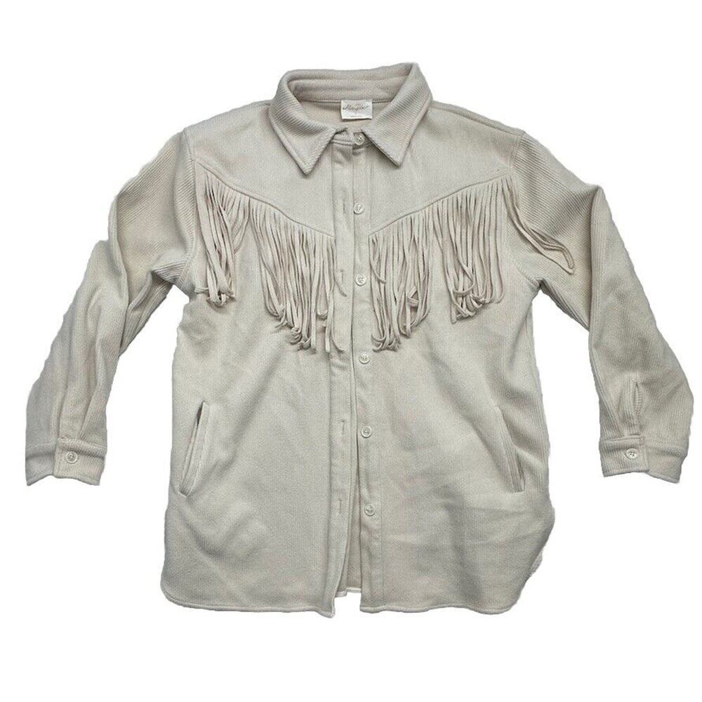 ALLIE ROSE Shacket Womens Small JACKET Cream Tassels Western‎ Cowgirl Concert